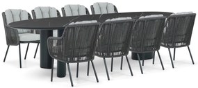 Tuinset 8 personen 300 cm Aluminium/rope Grijs Santika Furniture Santika