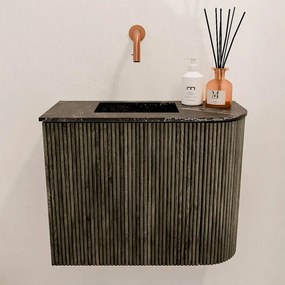 Mondiaz Joya DLux 50cm toiletmeubel ronding rechts shadow met wastafel faye links zonder kraangat lava