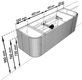 Mondiaz Kurve-dlux 140cm badmeubel ronding links/rechts oak met 1 lade en 2 deuren en wastafel big small midden 1 kraangat ostra