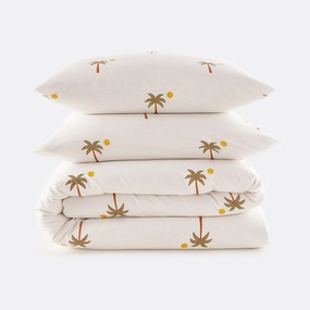 Bedset 30% gerecycled katoen, rechthoekige kussensloop, palmboomprint, PARADELA