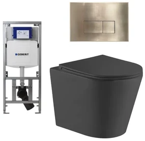 QeramiQ Dely Toiletset - 36.3x51.7cm - diepspoel - rimless - Geberit UP320 Burda inbouwreservoir - softclose toiletzitting - bedieningsplaat - rechtehoekige knoppen - SW1026253/0701131/SW706201/SW1000769