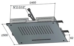 Hotbath Archie inbouw hoofddouche met 2 standen 50cm RVS