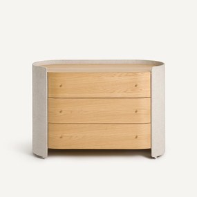 Ladekast met 3 lades, eikenfineer en stof, Firmo