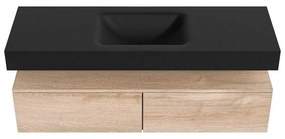 Zaro Alan badmeubel 140cm washed oak 2 lades met vrijhangende wastafel cloud midden 1 kraangat urban