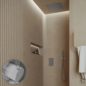 Saniclear Cube Stripes inbouw regendouche met inbouw douchekop 30x30cm chroom