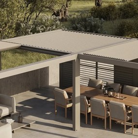 SUNS Luxe Gazebo verlenging manuele shutters camel sand