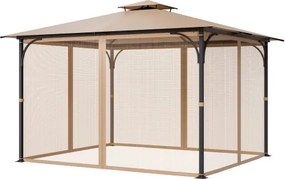 VEVOR klamboe voor prieel, vervangend klamboe, geschikt voor prieelen van 304,8 x 365,8 x 222,5 cm, insectenwering, 4-delig zijwand prieelgordijn, met dubbele rits (alleen net)