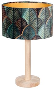 Tafellamp hout met ovale velours kap blad Design 25cm - Mels Landelijk, Klassiek / Antiek E27 rond Binnenverlichting Lamp