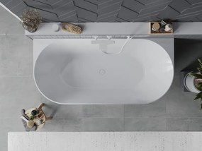 Mexen Oval Slim vrijstaande wandbad 170 x 80 cm, wit, witte overloop - 52661708000-20