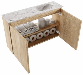 Mondiaz Ture DLux toiletmeubel 80cm washed oak met wastafel glace rechts zonder kraangat