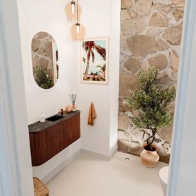 Mondiaz Joya DLux 95cm toiletmeubel ronding links/rechts ruby met wastafel faye midden 1 kraangat lava