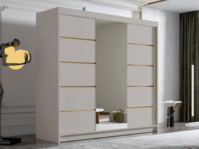 Kledingkast Closico Plenor VI, Kasjmier, 215x200x58cm, 160 kg, Kledingkast deuren: Schuivend