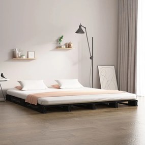 vidaXL Bedframe massief grenenhout zwart 180x200 cm 6FT Super King