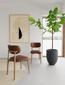 AVLO Eco-leer Retro Brandy/gelakt eiken frame – HOUTEN STOEL VOOR WOONKAMER, EETKAMER, KEUKEN RETRO
