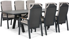 Tuinset 6 personen 230 cm Aluminium Grijs Lifestyle Garden Furniture Vivaro/Monza