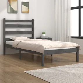 vidaXL Bedframe massief grenenhout grijs 90x190 cm 3FT Single