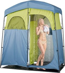 VEVOR 2-kamer douchetent, toilettent (2133x1067x2133 mm) met douchezak, omkleedtent inclusief haringen, touwen, draagtas en steunpalen, gemaakt van 150D Oxford-stof, geschikt voor kamperen, strand en vissen.