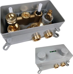 Brauer Stripe 2-weg inbouwthermostaat met drukknoppen gunmetal geborsteld PVD