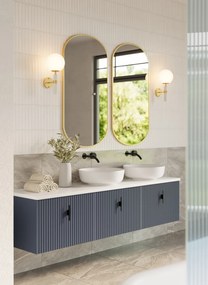 Muebles Ezra badmeubel ribbelfront 180cm marine blauw met wit toppaneel zonder waskom