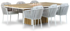 Tuinset 6 personen 220 cm Aluminium/Teak/Rope /Aluminium/teak Wit Santika Furniture Santika