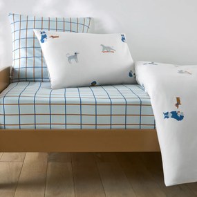 Hoeslaken voor kinderen, gewassen katoen, kap van 25 cm, DOG SQUAD hondenprint