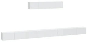 vidaXL 4-delige Tv-meubelset bewerkt hout hoogglans wit