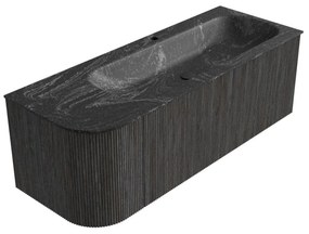 Mondiaz Kurve-dlux 125cm badmeubel ronding links shadow met 1 lade en deur en wastafel big medium kraangat rechts lava