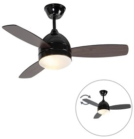 Plafondventilator met lamp zwart met hout print 96cm met afstandsbediening - Rotar Modern E27 rond Binnenverlichting Lamp