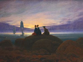 Kunstreproductie Moonrise over the Sea (Sunset / Moonlight / Sunrise Etc.) - Caspar David Friedrich, (40 x 30 cm)