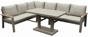 Lola dining hoek loungeset 5 delig verstelbare tafel latte zand