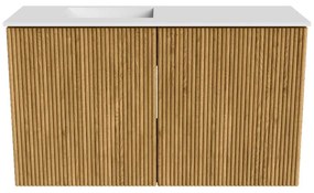 Mondiaz Joya 70cm toiletmeubel oak met wastafel faye links zonder kraangat talc