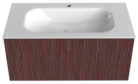 Mondiaz Kurve 90cm badmeubel ruby met 1 lade en wastafel big small midden 1 kraangat