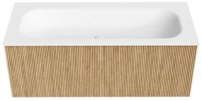Mondiaz Kurve 110cm badmeubel oak met 1 lade en wastafel big medium midden zonder kraangat