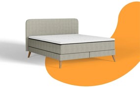 Emma Signature Boxspring Bed 140x200 - Donkergrijs - Effen Hoofdbord - Zwart metaal Pootjes