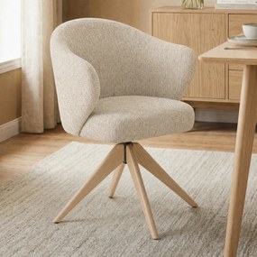 Eleonora Connor Natural Eetkamerstoel Met Eiken Poten Draaibaar Beige