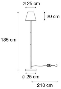 Buiten vloerlamp zwart met witte kap IP65 25 cm - Virginia Design E27 IP65 Buitenverlichting