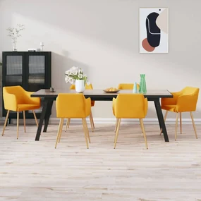 vidaXL Eetkamerstoelen 6 st fluweel geel