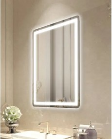 VEVOR LED badkamerspiegel cosmetische spiegel (60 x 80 cm) met voor- en achterverlichting, condensvrije spiegel, traploos dimbare badkamerspiegel met 3 kleurtemperaturen, wandmontage