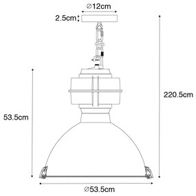 Industriële hanglamp zwart 53,5 cm - Sicko Industriele / Industrie / Industrial E27 rond Binnenverlichting Lamp