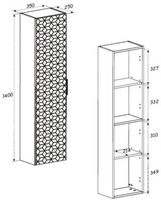 Comad Diamond Wotan kolomkast 35x25x140cm eiken