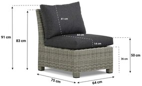 Loungeset 4 personen Wicker Grijs Garden Collections Lusso/Comodo