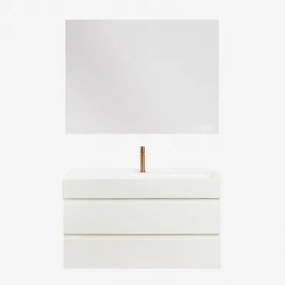 Ona Zwevend Badkamermeubelset Van Hout En Essenfineer Met Geïntegreerde Wastafel Wit & Rectangular Led And Antifog 120x90 Cm Riben & - Sklum