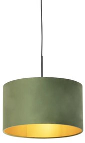 Hanglamp met velours kap groen met goud 35 cm - Combi