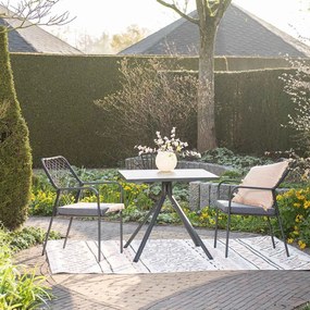 Garden Impressions Ross tuinset zwart 3-delig - Rimini tuintafel 80x80 cm