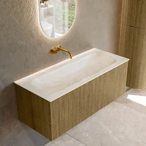 Mondiaz Kurve-dlux 110cm badmeubel dusk met 1 lade en wastafel big medium midden zonder kraangat ostra