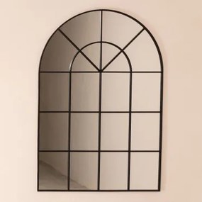 Metalen Wandspiegel met Raameffect (135x92 cm) Paola zwart - Sklum