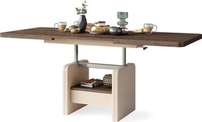 LEXUS verrijdbare koffietafel, met heffunctie, bruin eiken / beige