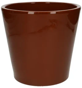 Bloempot, aardewerk, cognacbruin,Ø 20 cm