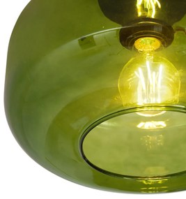 Retro plafondlamp zwart met groen glas - Bizle Retro E27 rond Binnenverlichting Lamp