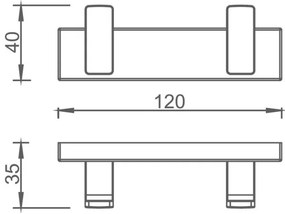 Plieger Altea dubbele handdoekhaak mat zwart